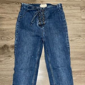 Free People Tie Denim Jeggings